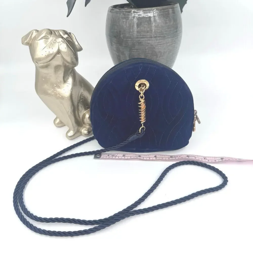 Fendi Vintage Blue Quilted Velvet‎ Pasta Crossbody Bag CoA Authentic Lagerfeld - Picture 2 of 8